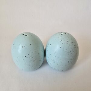 Dolomite Easter Egg Salt & Pepper Shaker Set – Speckled Blue Pastel Spring Decor